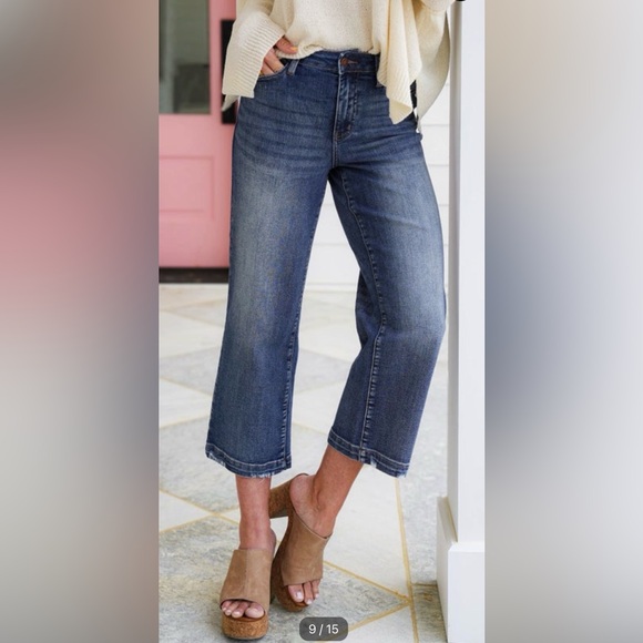 Judy Blue Denim - Judy Blue Look at Me Now High Rise Vintage Wash Crop Wide Leg Jeans